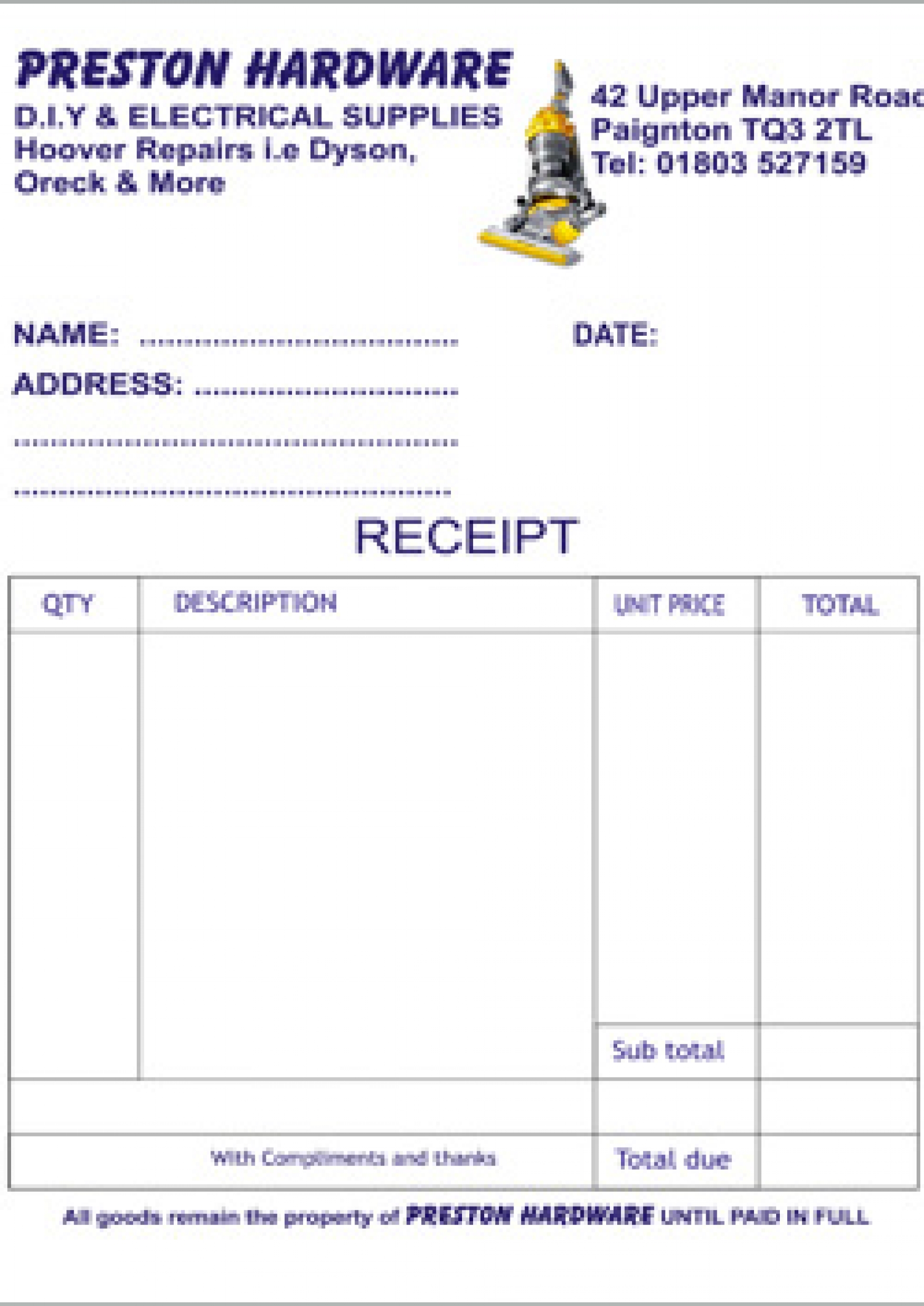 manor print shop invoice pads
